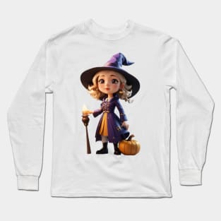 Halloween Cute Witch Girl Long Sleeve T-Shirt